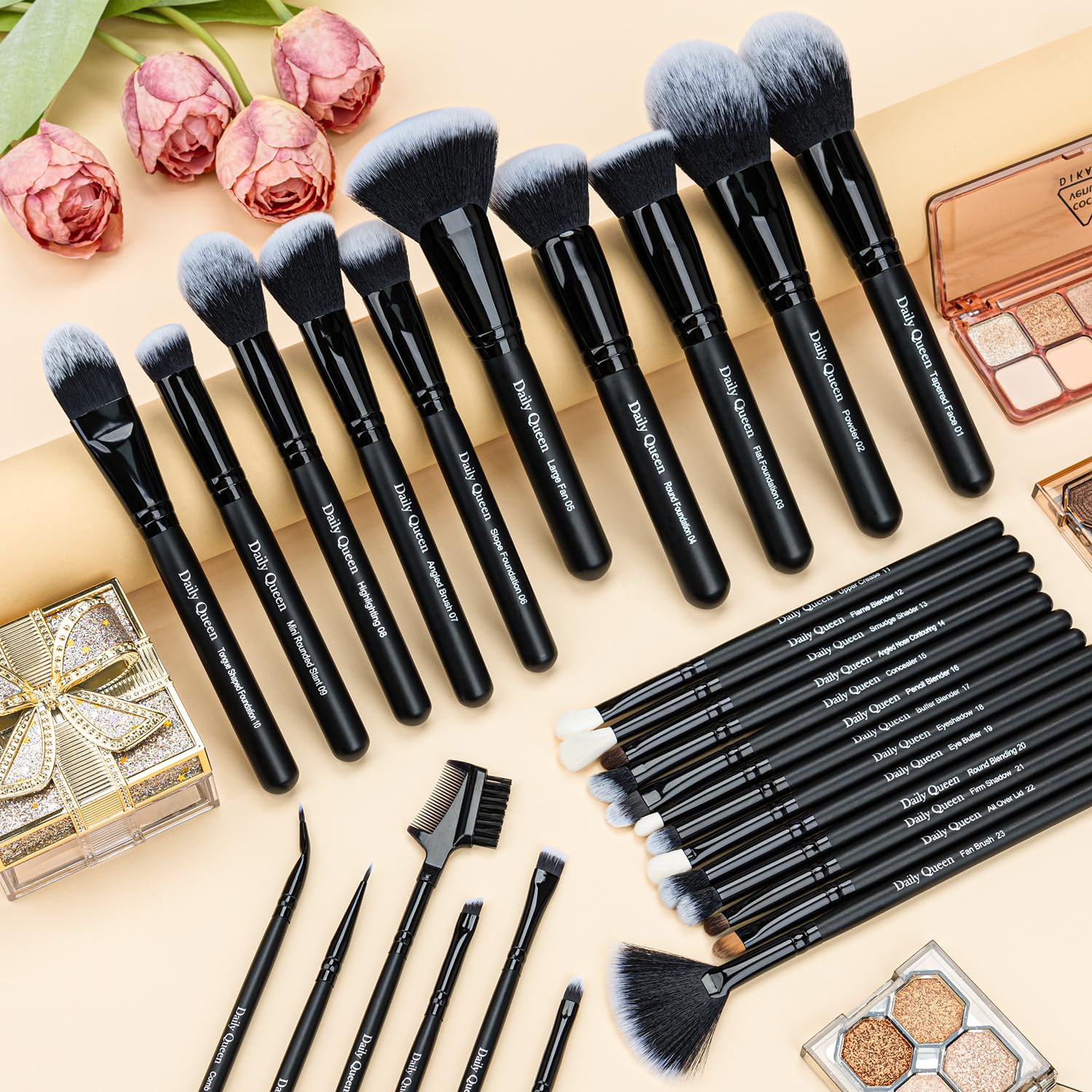 29pcs Black Professional Makeup Brush Set Kabuki Powder Concealers Eye shadows Blush Eyeliner Eyebrow Contour Eye blending Brushes (29pcs brush) - Image 2