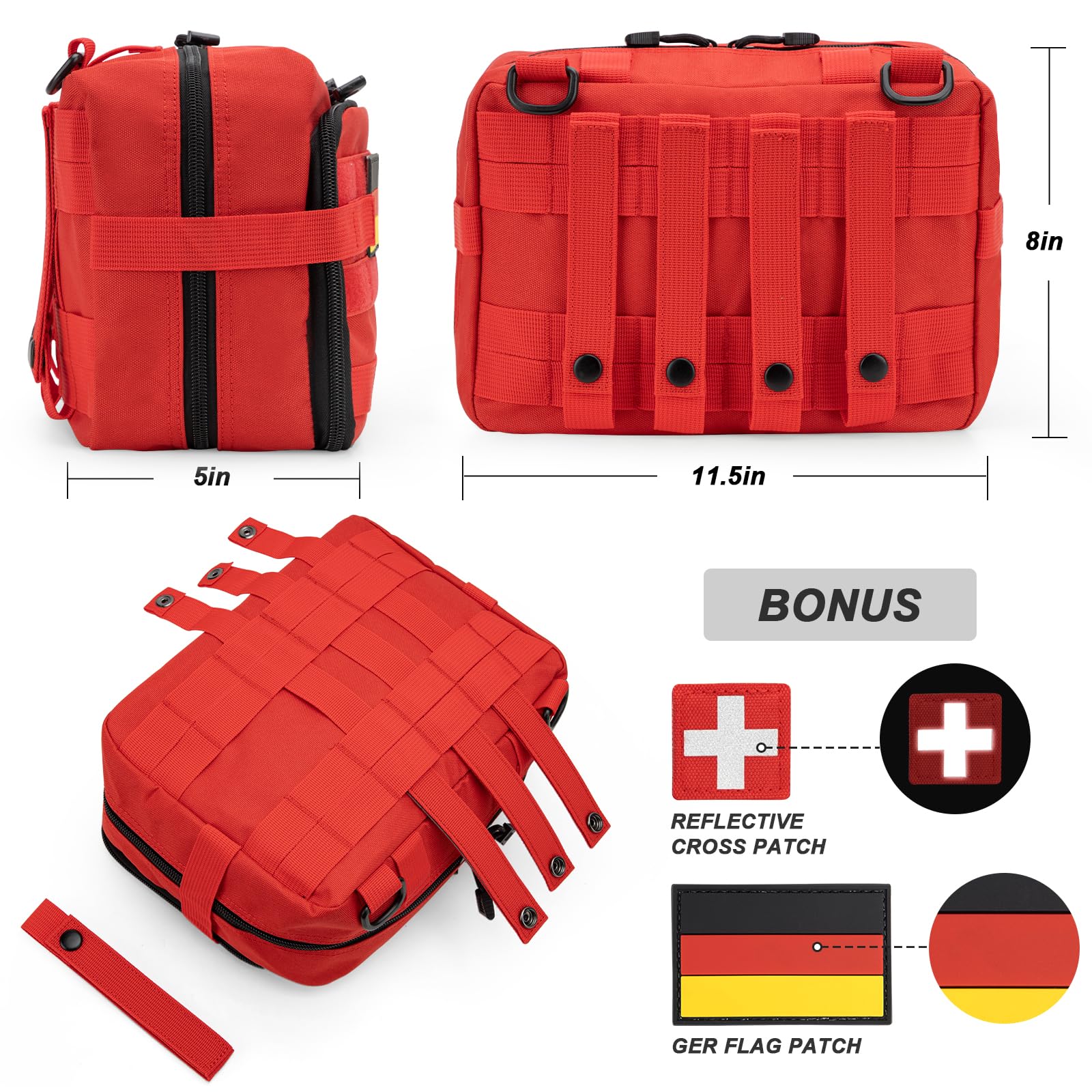 Jueachy Reiseapotheke, Groß Kapazität Medikamententasche Leer Erste Hilfe Tasche Taktische Molle Tasche First Aid Kit Notfalltasche Medikamenten Aufbewahrung für Outdoor Camping Reisen Motorrad