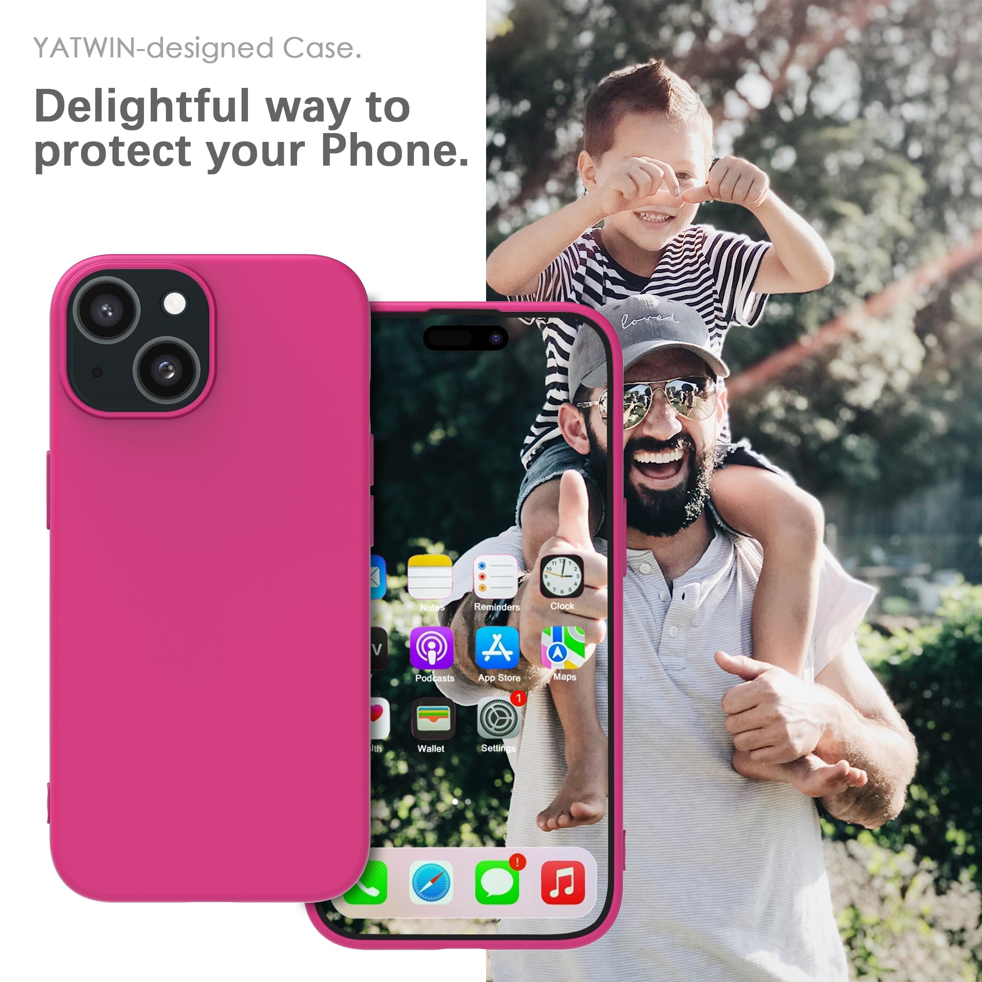 YATWIN Silicone Case for iPhone 15 Plus, Soft-Touch, Shockproof, DustProof - Image 2