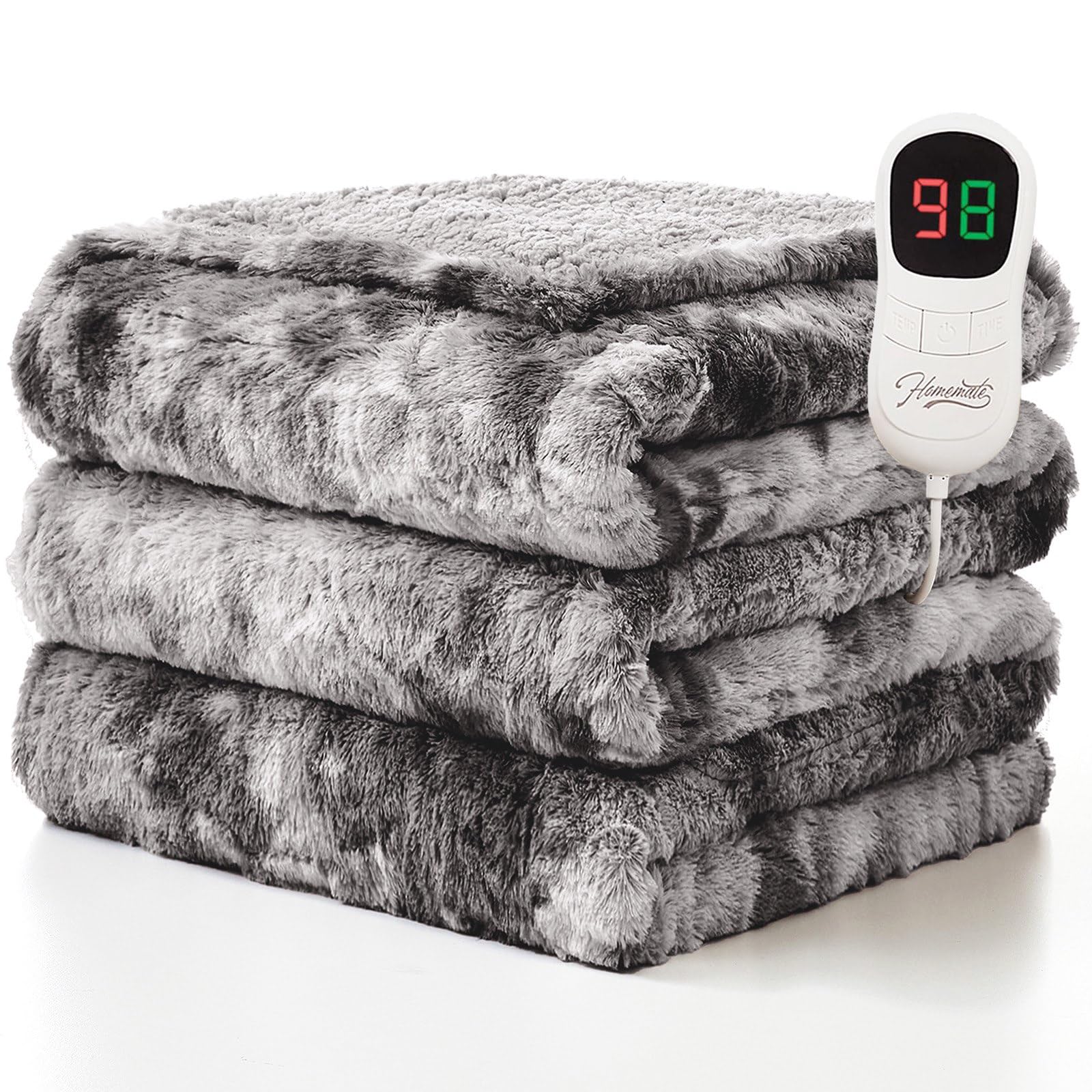 Homemate Electric Blanket Corded Heated Throw 8HR Timer Overheat Protection