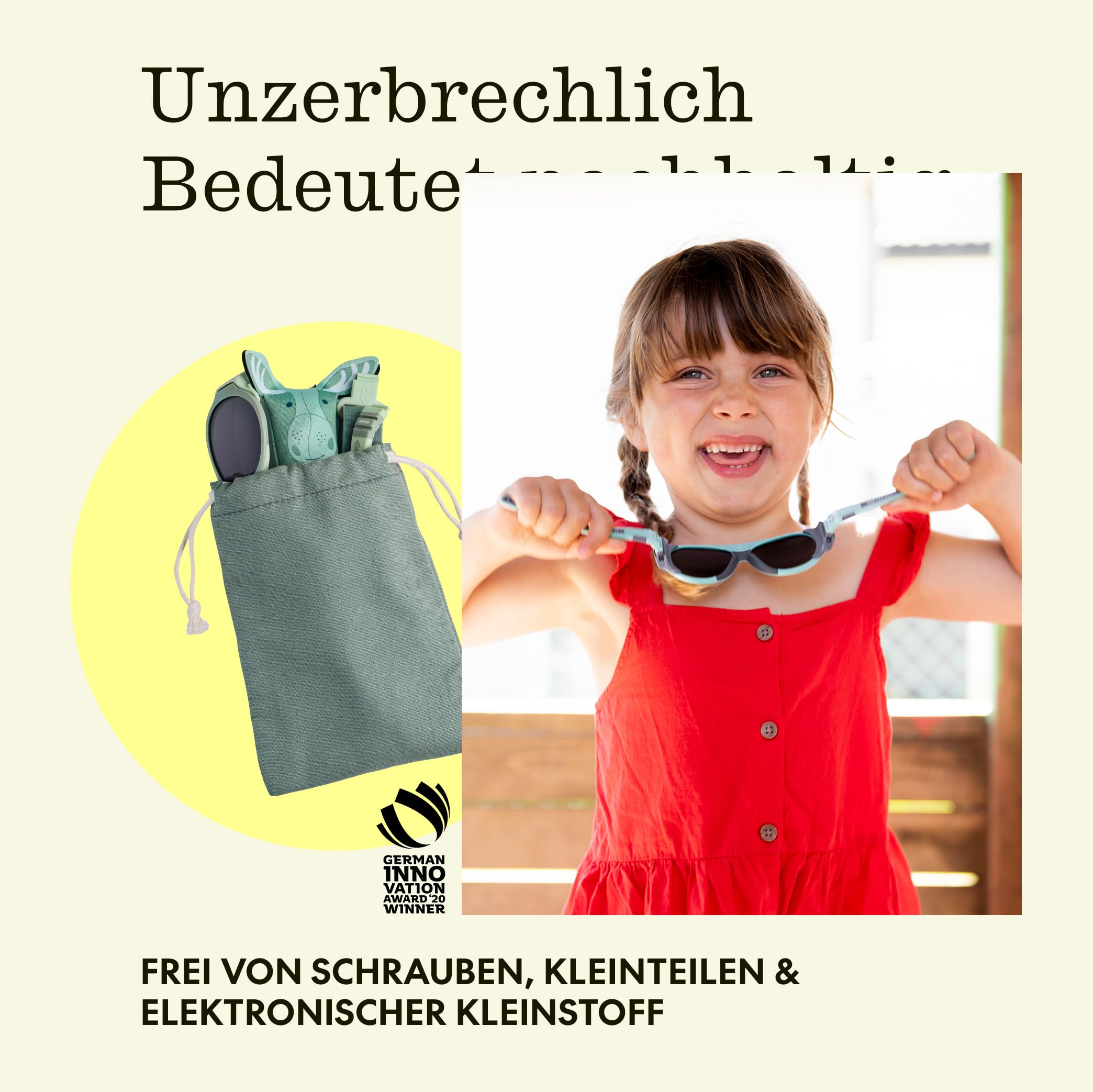 MOKKI 2x Sonnenbrille für 1-5 Jahre, Blaulichtfilter, polarisiert, flexibel, upgraded UV420, Kopfband, größe Gläser, schraubenfrei, weich, für Ski, Strand & Sport, Baby und Kinder, Click & Change