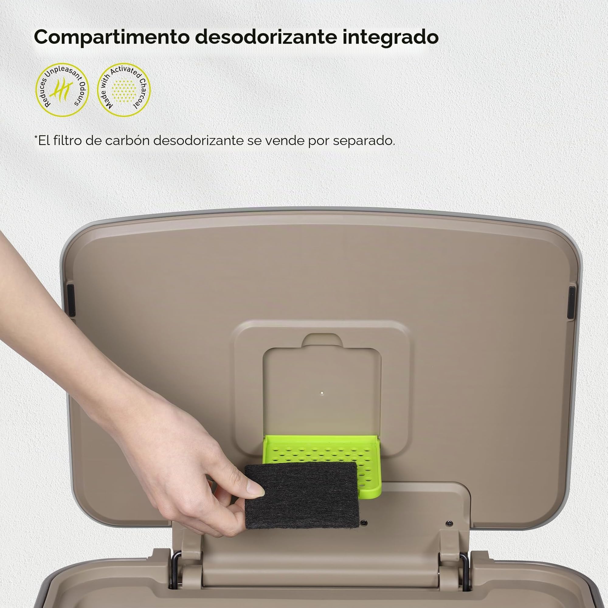 EKO Hudson Cubo de Basura Comercial 75 L con Compartimento para Bolsas