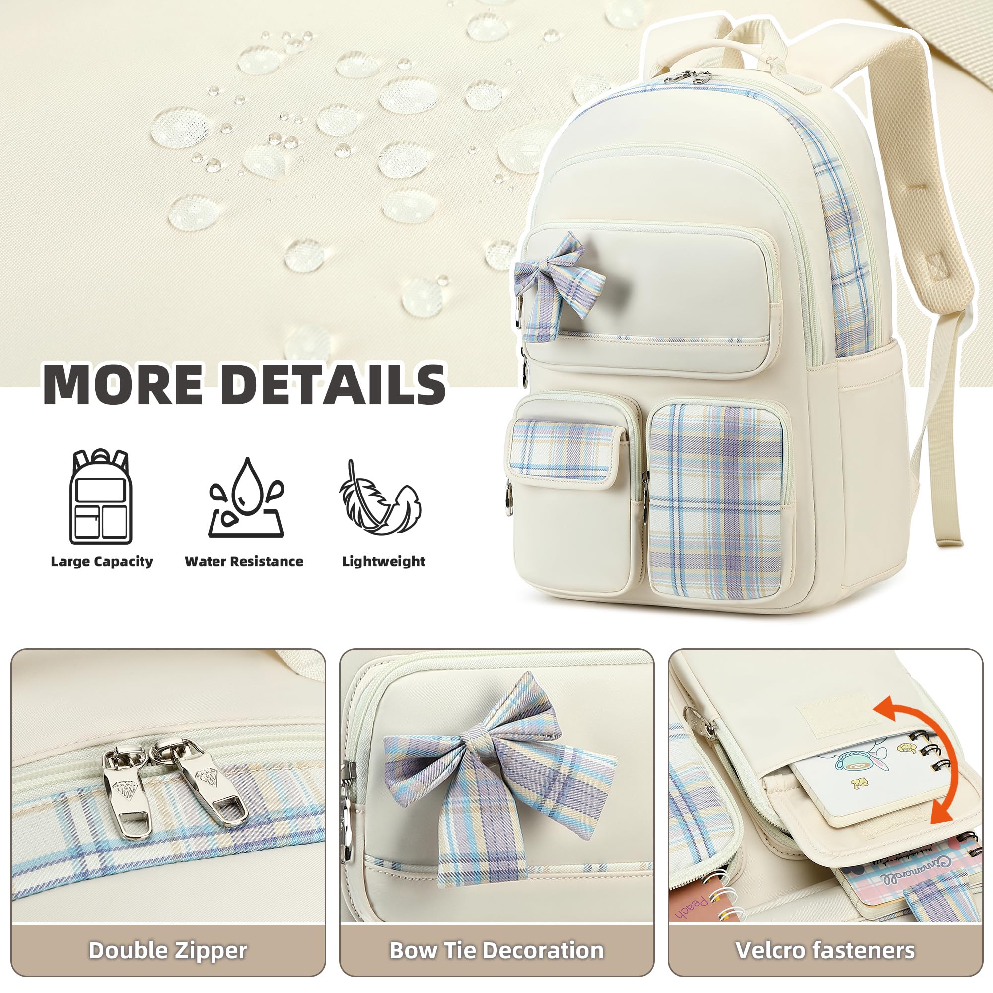Mädchen-Rucksack, 3-teilig, mit Lunchbox, Federmäppchen, 39,6 cm (15,6 Zoll), Laptoptasche, Kindergarten und Schule, Büchertasche