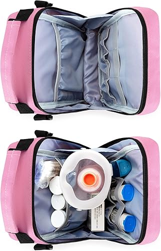 Miniatura 2 de CURMIO EpiPen - Funda de transporte para niños, bolsa de medicina aislada para bolígrafos Epi, Auvi-Q, inhalador de asma, espaciador, rosa (solo