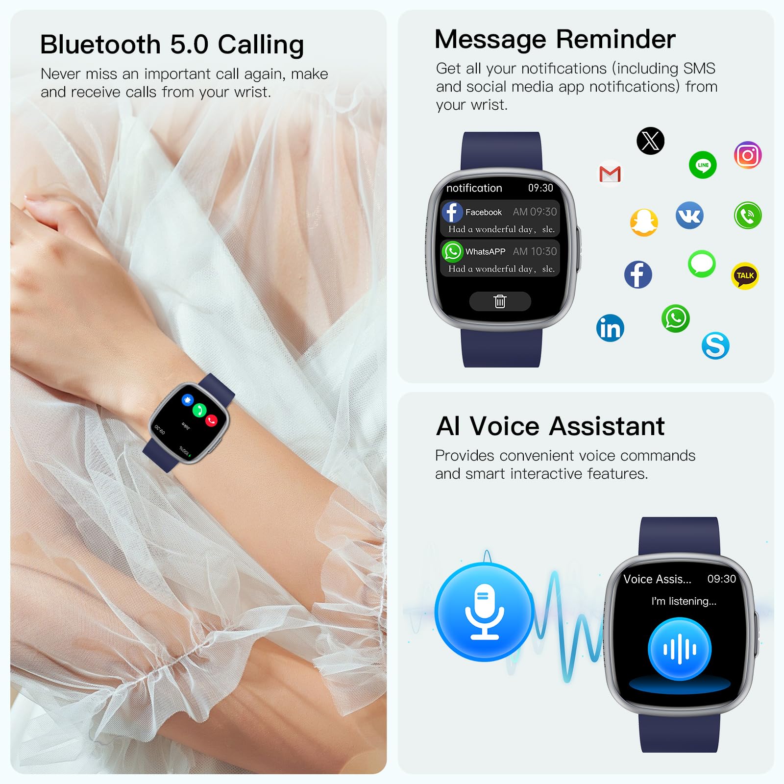 Smartwatch 2025 ECG/HRV/BMI/Acido Urico/Bluetooth Chiamate Orologio Saluta Uomo Donna 1.75'' AMOLED 24H 𝐆li𝐜𝐞𝐦𝐢𝐚 Pressione Sanguigna Frequenza Cardiaca SpO2 Temperatura Sonno Fitness Tracker