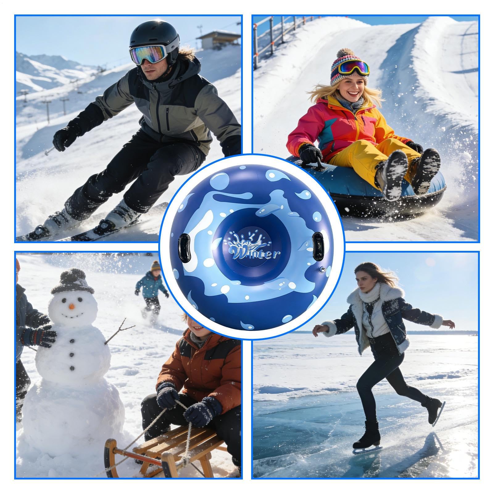 Tubo Da Neve Pieghevole E Resistente Giochi Invernali | Giocattoli Per La Neve Da Esterno Per Giovani Adolescenti Figli Uomini Donne Bambini Ragazze E Figlie