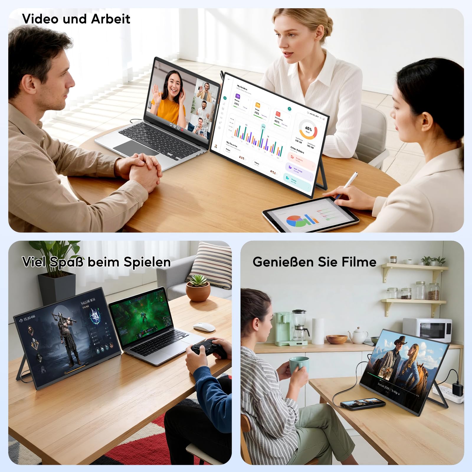 MAGICRAVEN 23.8" 4K Portable Monitor, 3840x2160 UHD Tragbarer Monitor 4K, Laptop Bildschirm Erweiterung, 100% sRGB Mobiler Monitore, Laptop Screen Extender für Laptop/PC/Mac/PS5/4/X-BO