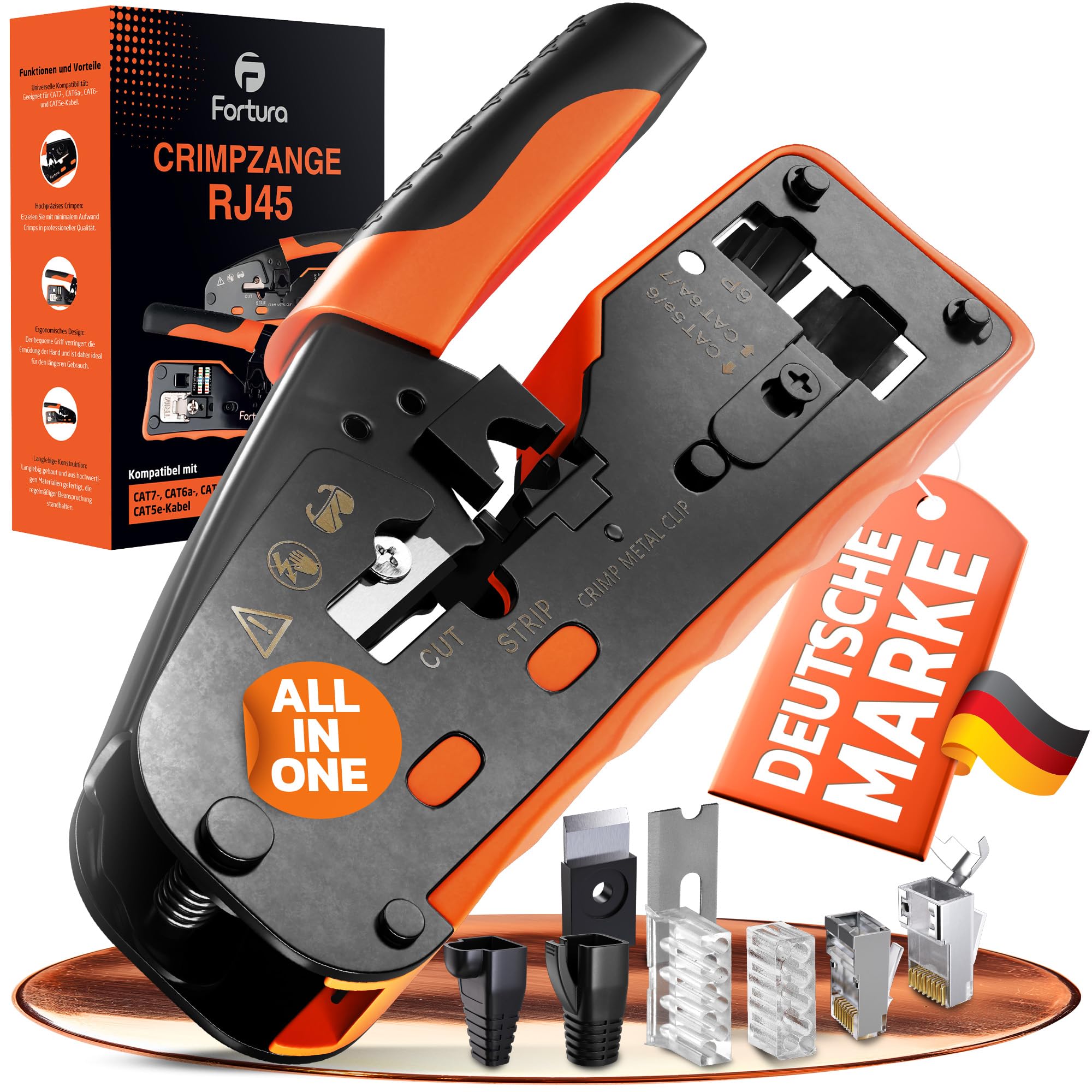 Fortura rj45 szczypce zaciskowe / CAT7, CAT6a, CAT6, CAT5e /RJ11, RJ12 / zestaw narzędzi sieciowych/szczypce zaciskowe wtyczka sieciowa