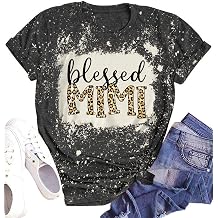 Blessed Mimi T-Shirts for Women Leopard Print Mimi Graphic Shirts Grandma Tees Tops Mothers Day Shirt