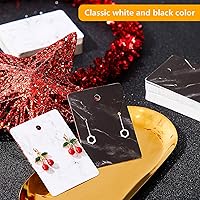 Vista 3 de Juego de 800 tarjetas para aretes, collares, joyas, soporte para aretes, 200 tarjetas de presentación de mármol, 200 bolsas autosellantes, 400 blanco