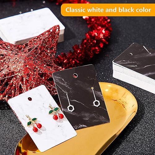 Miniatura 3 de Juego de 800 tarjetas para aretes, collares, joyas, soporte para aretes, 200 tarjetas de presentación de mármol, 200 bolsas autosellantes, 400