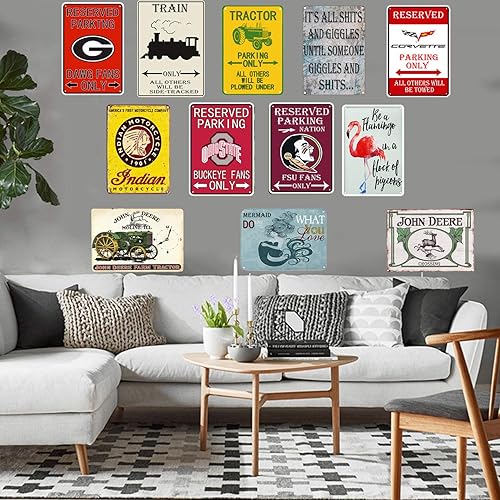 Miniatura 5 de ELLASSAY Flytime Tractor - Letrero de hojalata con texto en inglés "Parking Only All Others Will Be Plowed Under Outdoor Garden Metal Vintage Garage