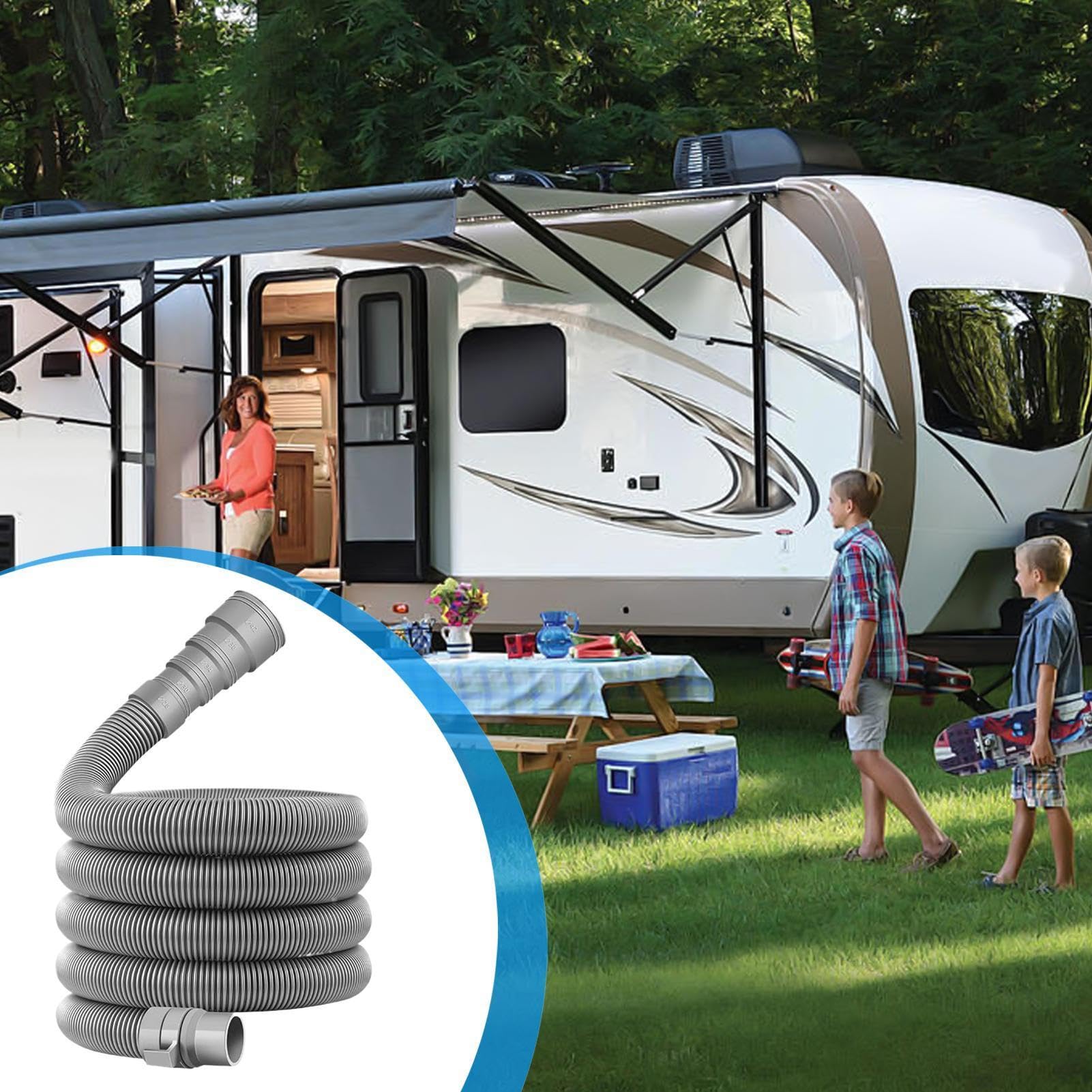 Abwasserschlauch Wohnmobil 2/4/6/10m PP Wohnwagen Zubehör Ausziehbar Flexibel Abwasserrohr 28-42mm Adapter Zusammenklappbar Lecksicher Frei Schneidbar Für Wohnwagen Anhänger Camping Reise