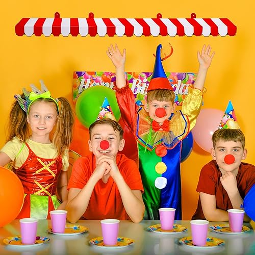 Miniatura 39 de Boao Paquete de 4 toldos de circo para decoración de toldo de cartón con rayas 3D, decoración de pared de carnaval, recuerdos de fiesta de circo