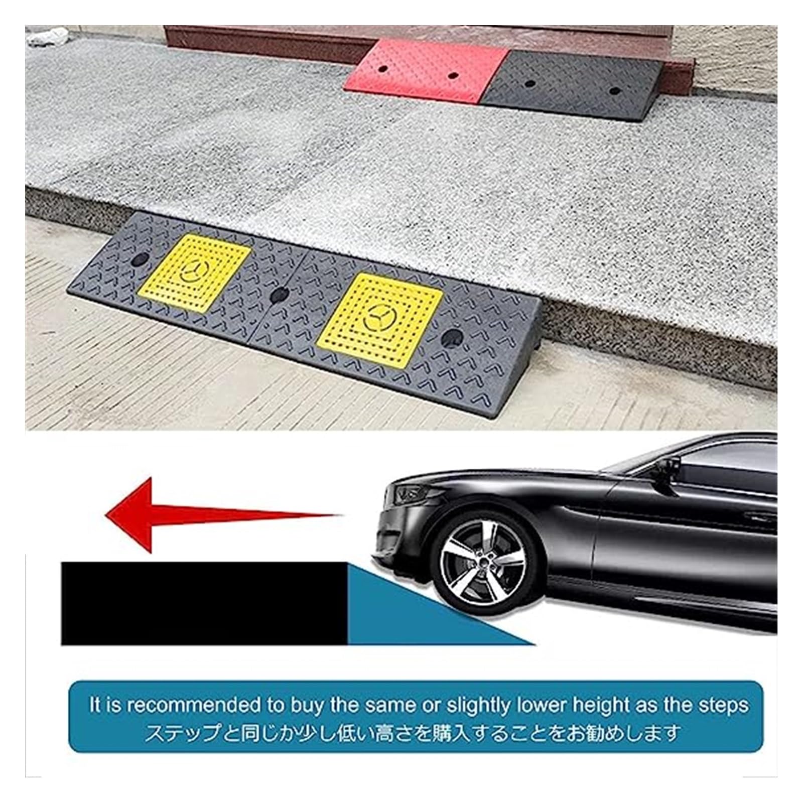 Rampas de umbral para bordillos, escalón de Puerta para Scooter de Movilidad, rampas de umbral para sillas de Ruedas/Scooter de Coche, bordillo de plástico Ligero y portátil, rampa para Cara