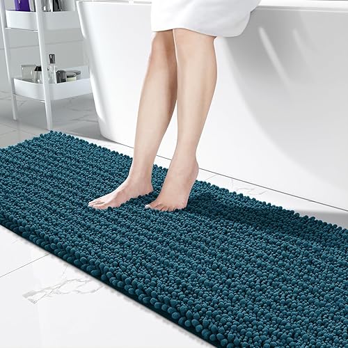 Miniatura 31 de Yimobra Alfombras de baño grandes antideslizantes lavables de 36 x 24 pulgadas, tapete de baño de chenilla ultra suave y absorbente, alfombra de