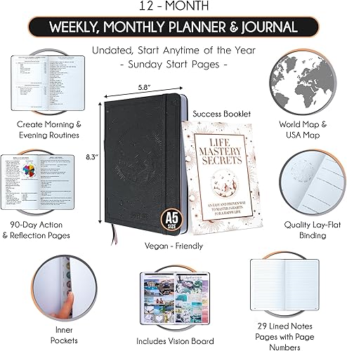 Miniatura 2 de Agenda de maestría de la vida un viaje de 12 meses para aplastar tus objetivos, aumentar la productividad, la pasión, el éxito y la felicidad,