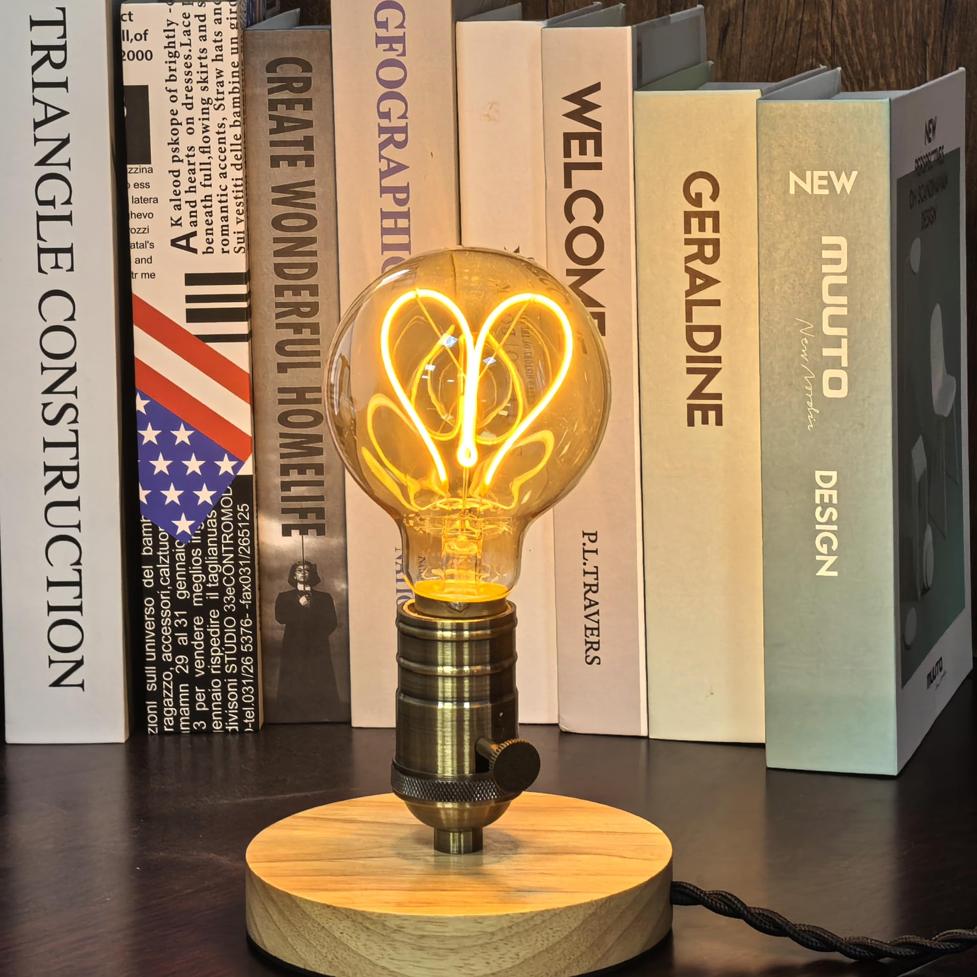 Edison Vintage Glühbirne, E27 LED Vintage Dimmbar 4W G80 E27 LED Warmweiss 2700K Retro Glühbirne Ideal für Hotel,Wohnzimmer, Restaurant, Bar - Bernstein Glas -Herz, 6 Stück