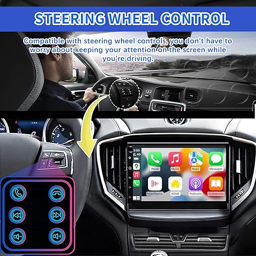 Miniatura 7 de Estéreo de coche doble DIN compatible con Apple Carplay y Android Auto, pantalla táctil de radio HD de 7 pulgadas, Bluetooth, subwoofer, puerto USB,