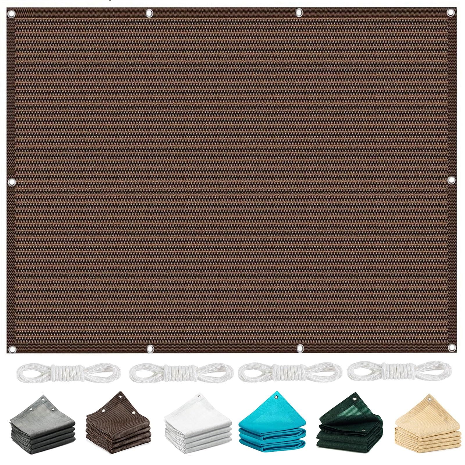 Toile ombrage respirante marron avec oeillets protection UV terrasse