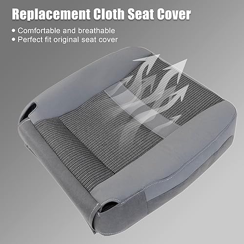 Miniatura 2 de GXARTS Funda de tela de repuesto para asiento del lado del conductor, color gris claro, compatible con Dodge Ram 1500 2500 3500 4500 5500 2006 2007