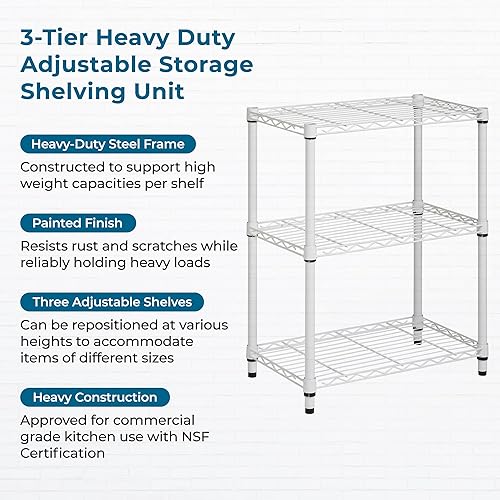Miniatura 4 de Honey-Can-Do Estantes ajustables de 5 niveles, estante de almacenamiento de metal con capacidad de estante de 250 libras, blanco, 18 pulgadas de