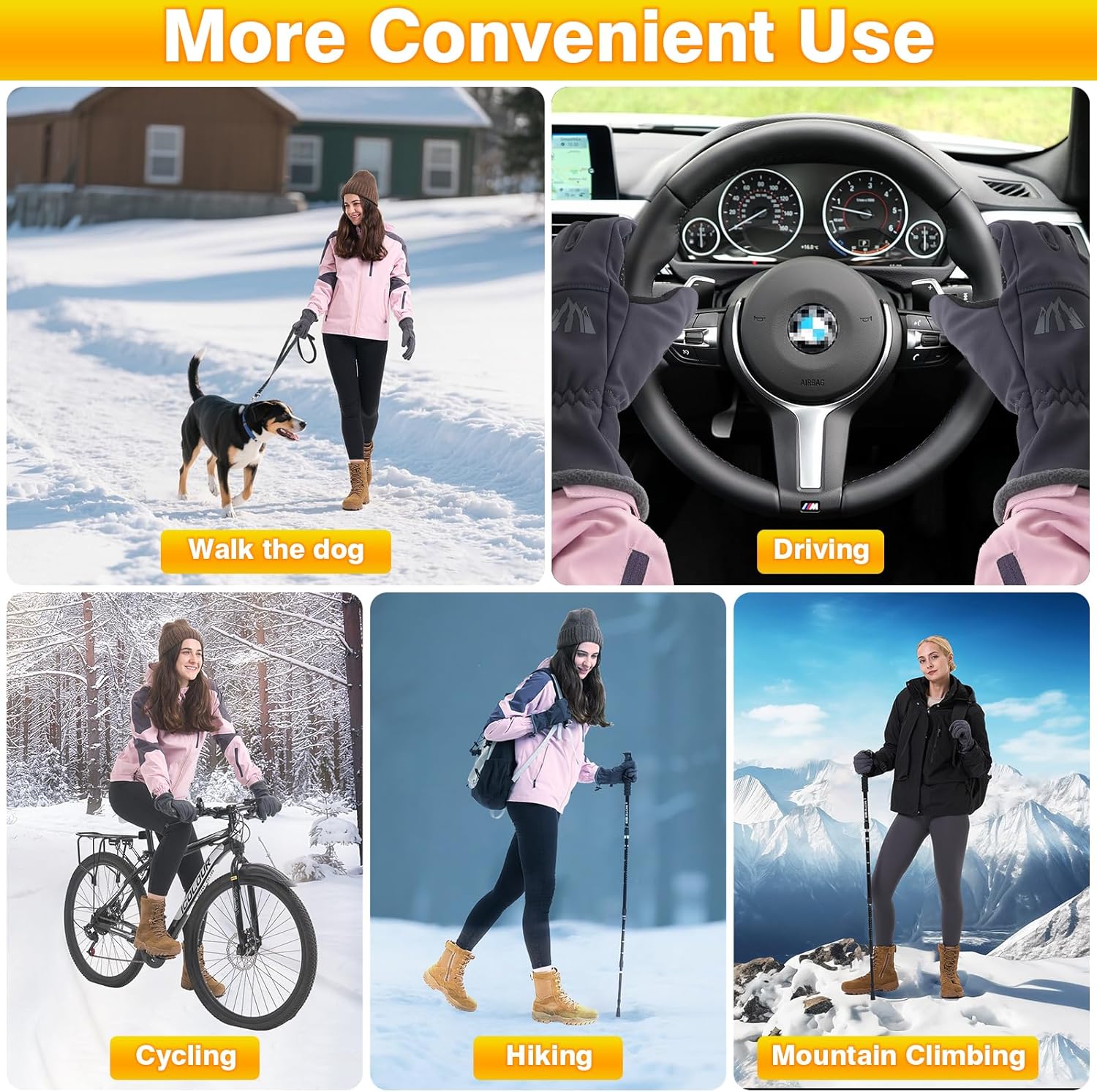 Moon Kitty Women’s Winter Running Gloves Windproof Thermal with Touchscreen Fingers Cold Weather Gloves for Women - Image 2