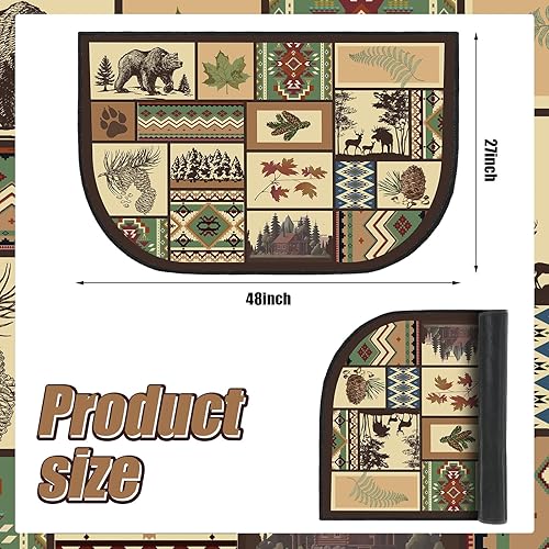 Miniatura 5 de Demissle Alfombra para chimenea, chimenea, cabaña, suroeste, ignífuga, resistente al fuego, para estufa de leña, protector de suelo para cocina,