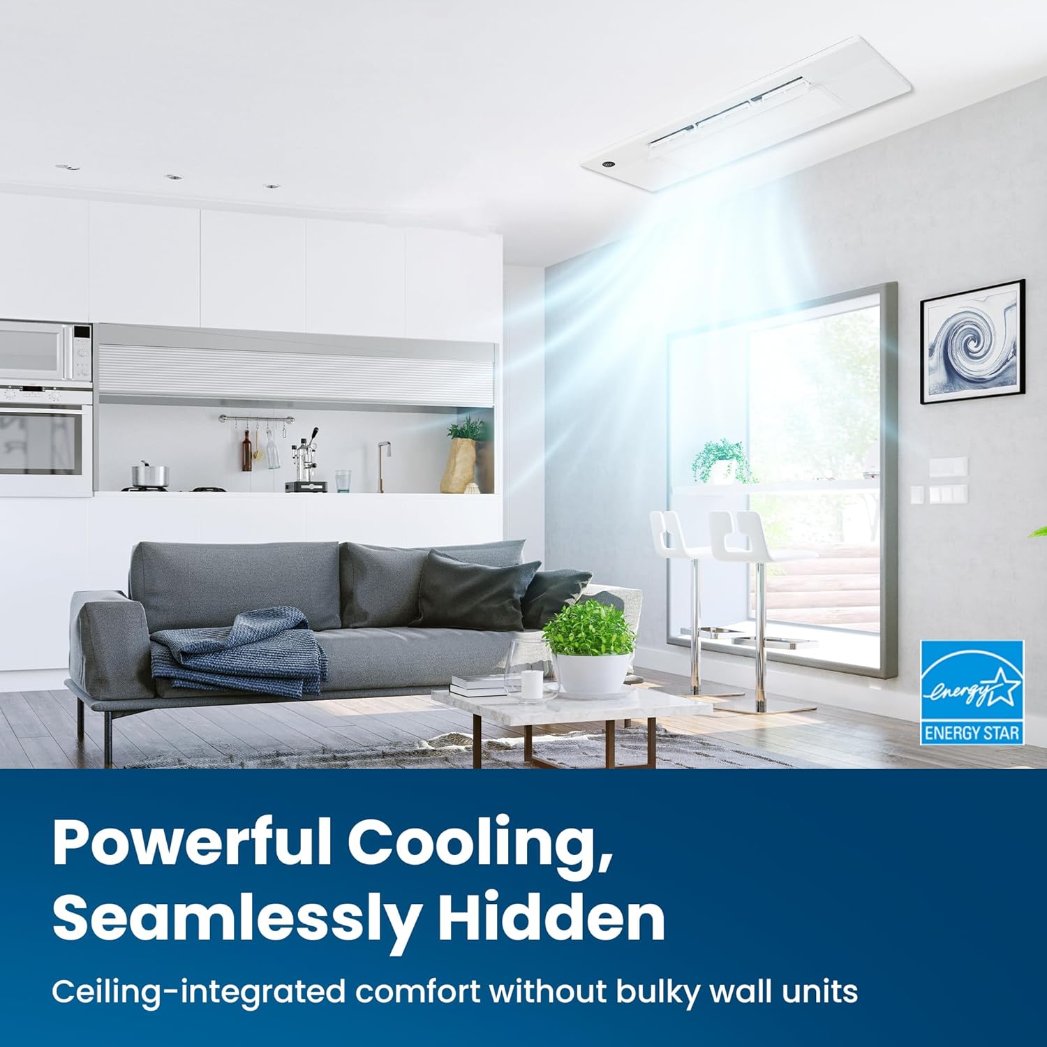 Senville Aura 1-Way Cassette Air Conditioner and Heat Pump - 12000 BTU with High Efficiency, White