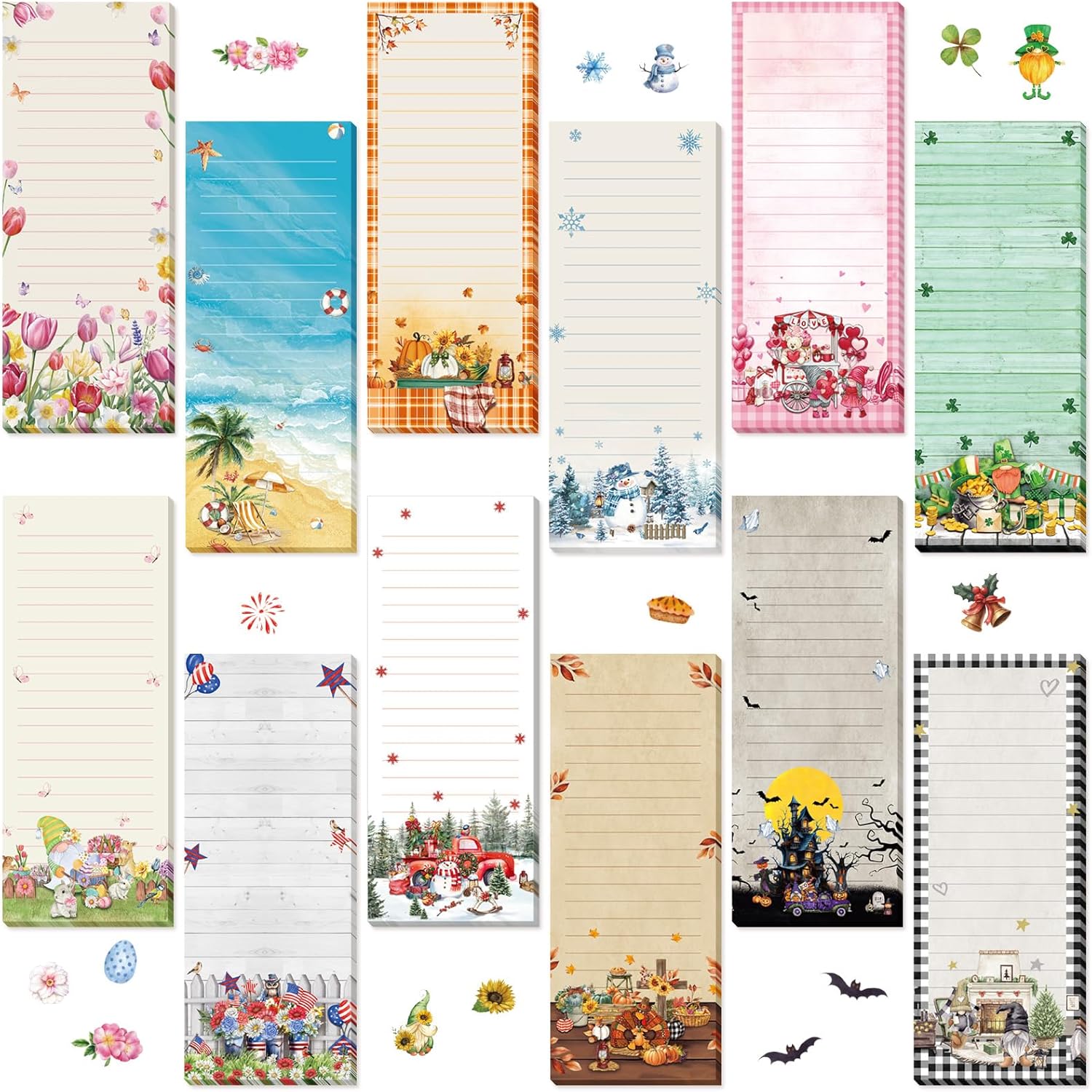 Eaasty 12 Pcs Seasonal Magnetic Notepads for Refrigerator Monthly Magnetic Grocery List 9 x 3.5 Magnet Memo Pads 30 Sheet Per Pad Shopping to Do List for January to December(Picture Style) Eaasty 12 Pcs Seasonal Magnetic Notepads for Refrigerator Monthly Magnetic Grocery List 9 x 3.5 Magnet Memo Pads 30 Sheet Per Pad Shopping to Do List for January to December(Picture Style)