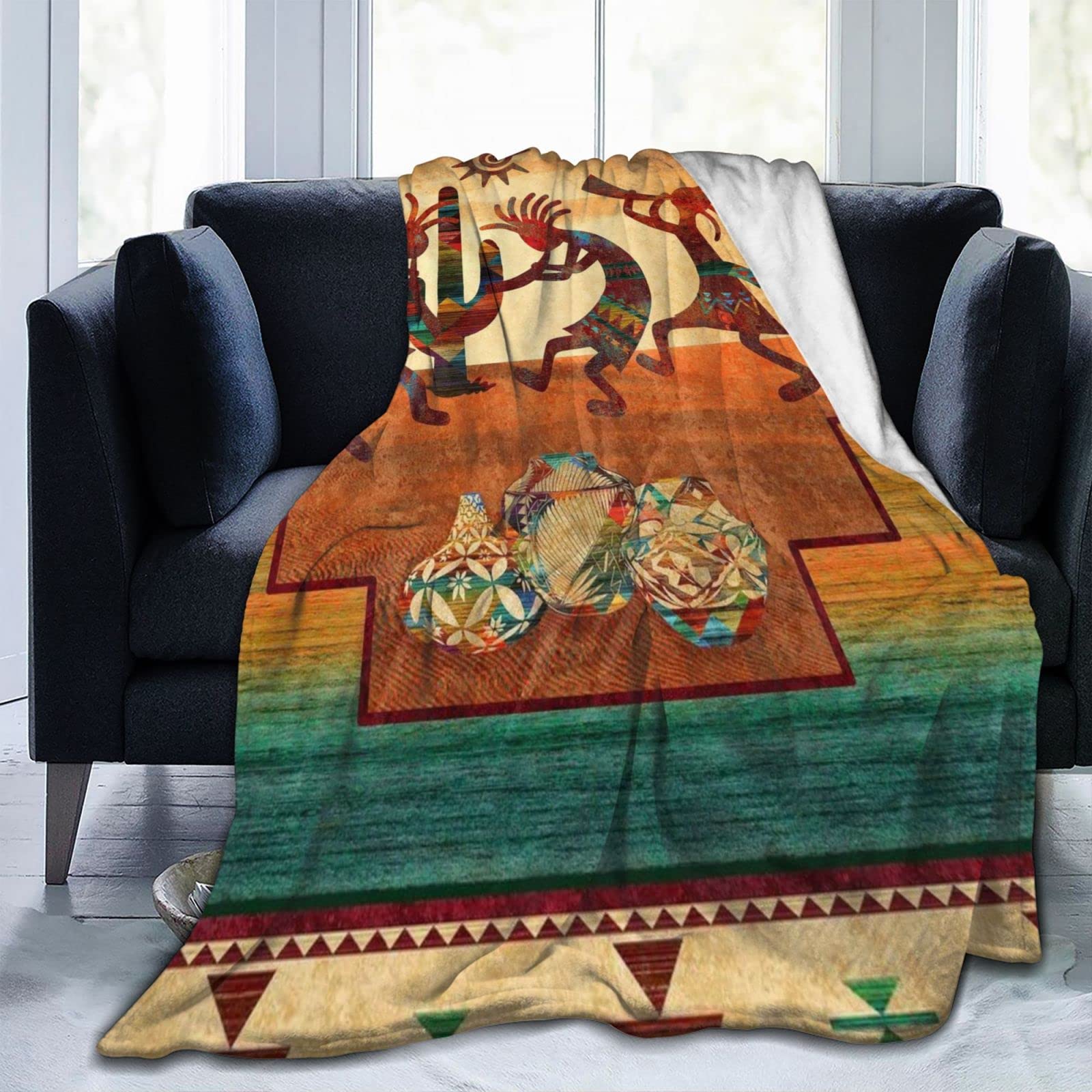 Southwest Native USA Fleece Blanket for Bed Or Sofa All Season Throw Blankets Anti-Pilling Flannel Ultra-Soft 50"X40"