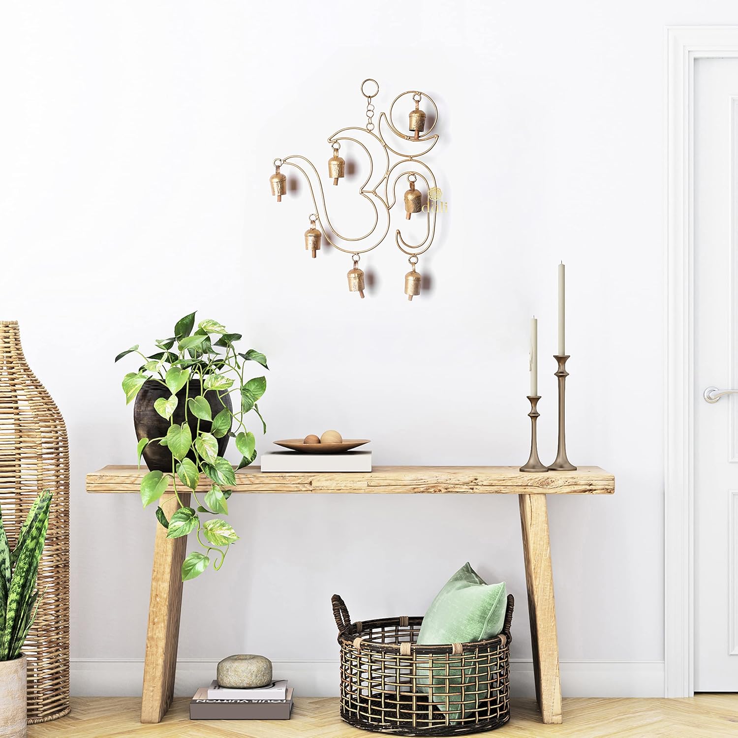 DULI Metal Windchime Metal Wall Hanging, Feng Shui, Wall Art, Wall Decor, PositiveVibes, Rustic Wall Hangings, Metal Wall Art,Diwali Decoration, Diwali Gifts (MetalWallHanging- BigOM13x10) offers donot miss