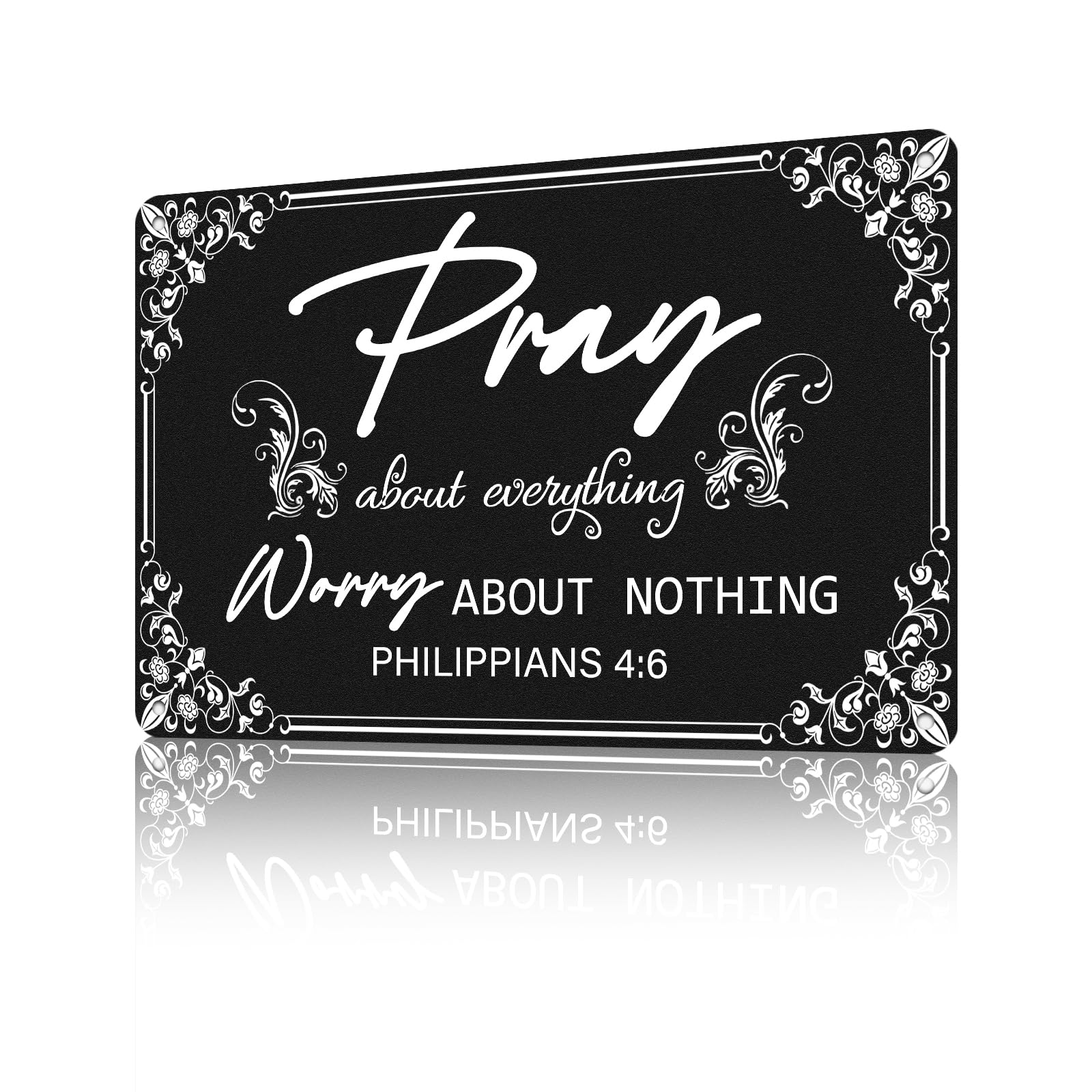 peiyeety Metal Sign Pray About Everything Worry About Nothing Sign Plaque Wall Decor Vintage Wall Decor Signs For Home Restroom 8"x12"