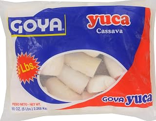 Goya Frozen Yuca Cassava Root, 5 Pound Bag - Fat-Free, Fiber-Rich for Latin Recipes