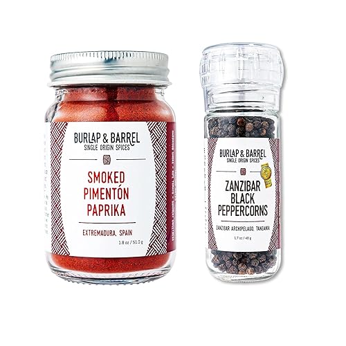 Burlap & Barrel Fusión Granos de pimienta negra de Zanzíbar y pimentón ahumado - Eleva tu juego culinario con especias animadas y profundidad