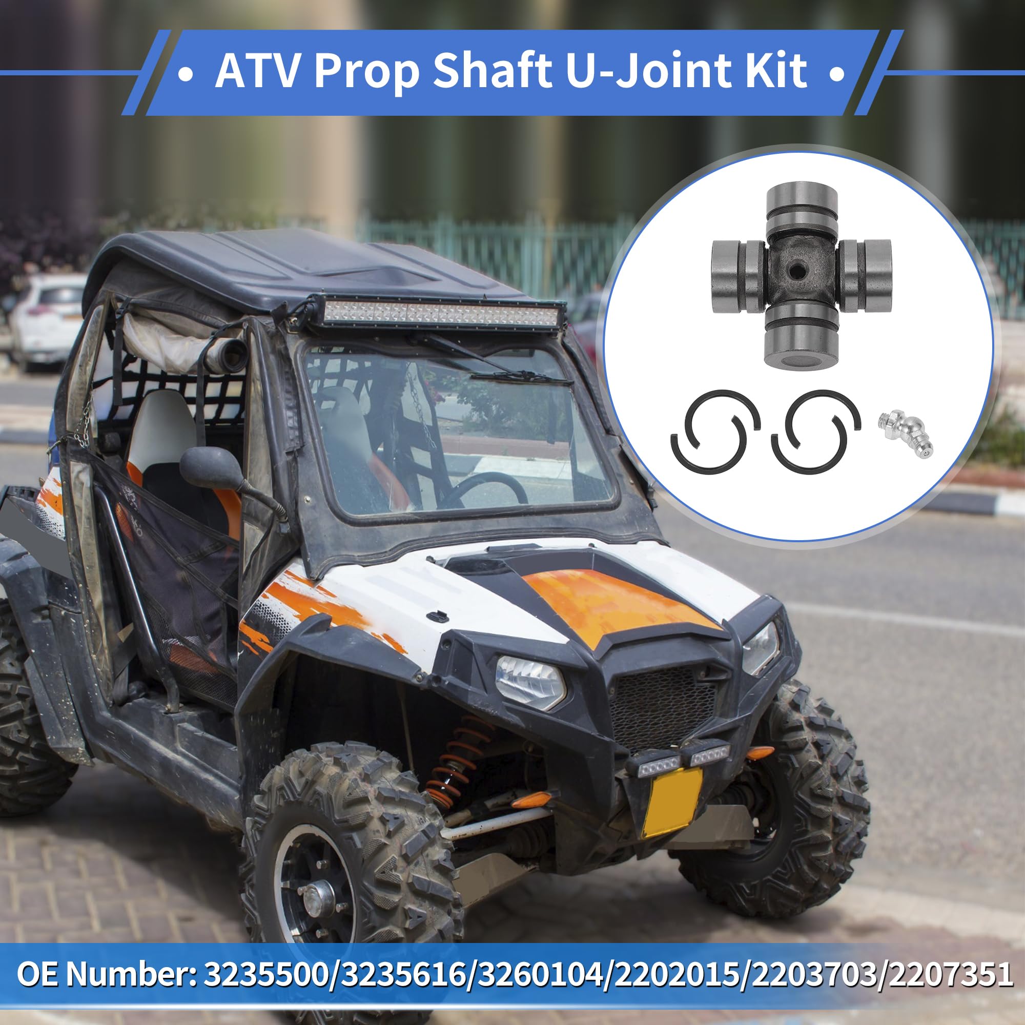 Kit Joint En U Pour Transmission Pour Polaris Rzr 1000 16-21 1pc | Pour Polaris RZR 570/800/900 10-24 & Sportsman 300-1000 96-24, Argenté, Acier Carbone, 58x23.8mm
