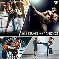 Vista 5 de RDX Espinilleras para kickboxing, Muay Thai y almohadillas de entrenamiento, protección de espuma de empeine Kara de cuero Maya Hide, protector