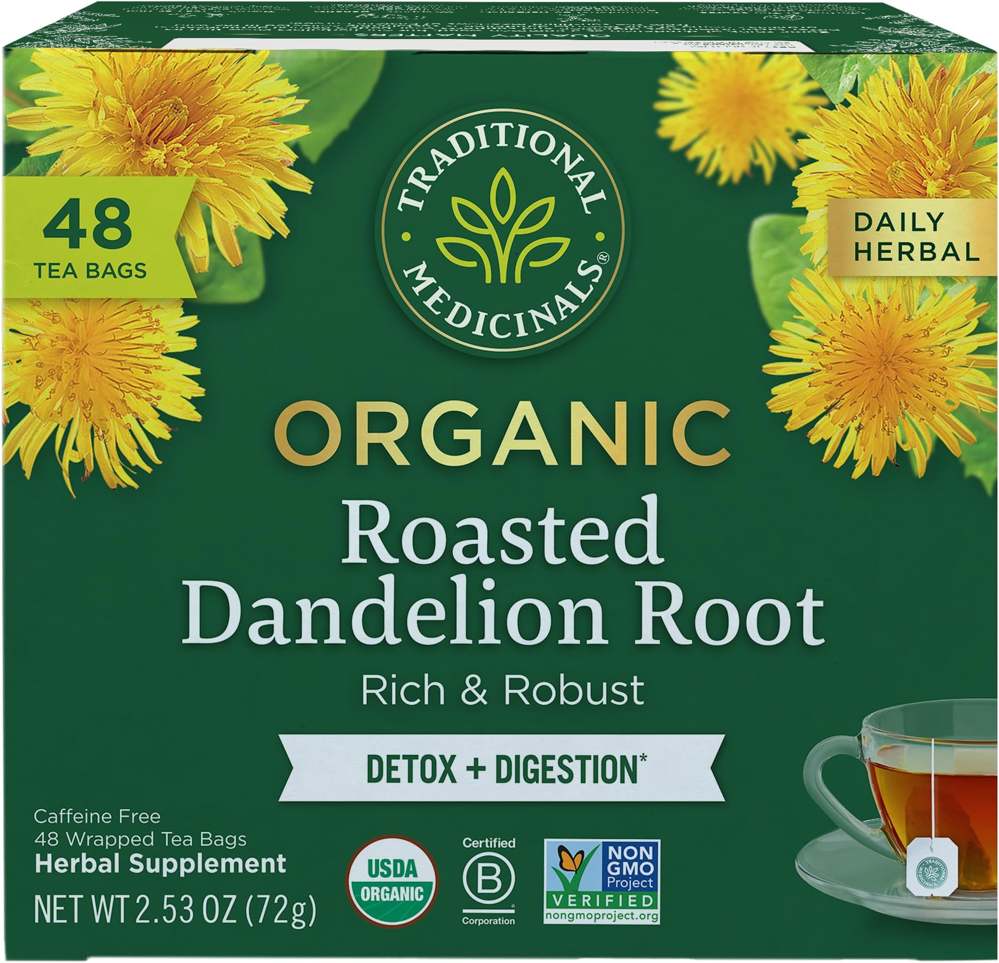 Amazon.com : Traditional Medicinals Tea, Organic Roasted Dandelion Root ...