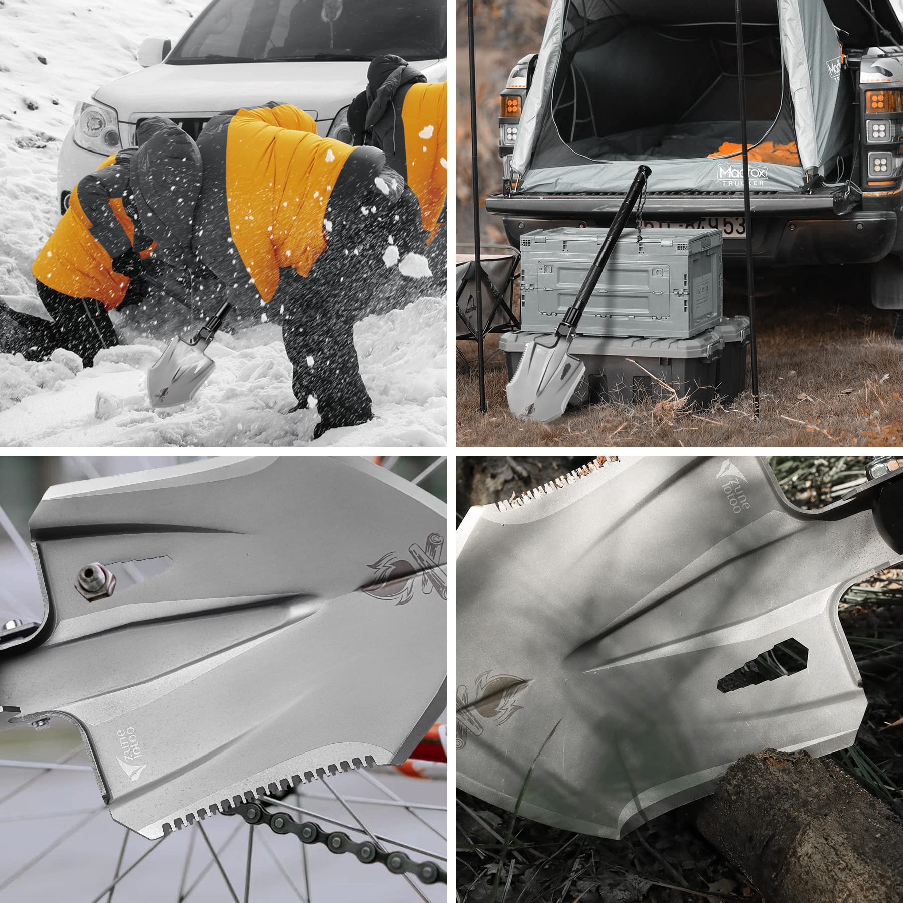 Zune Lotoo Pala Pieghevole Campeggio Multitool 16 in 1 Paletta Giardinaggio Strumento di Trincea in Acciaio ad Alto Tenore di Carbonio Resistente per Zaino da Escursionismo