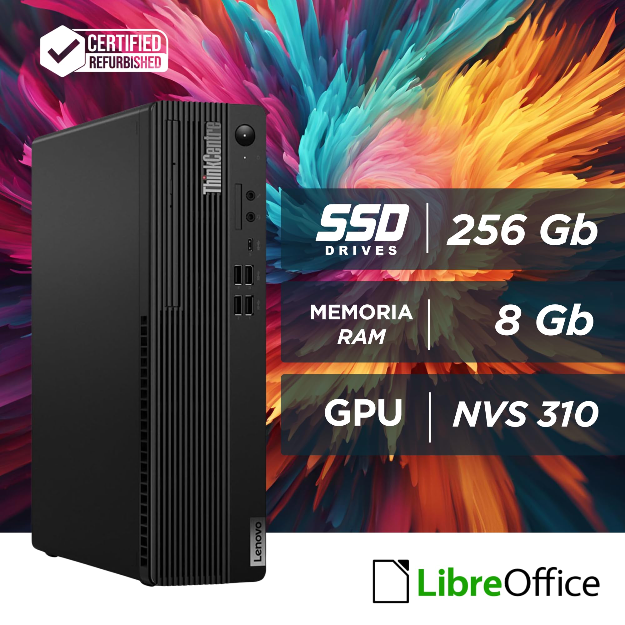 Lenovo PC Computer Desktop Thinkcentre M80s SFF - Processore Intel i5-10400 6 Core 2.90 Ghz - Ram 8Gb SSD 256Gb - GPU NVS310 Win 11 Pro (Ricondizionato)