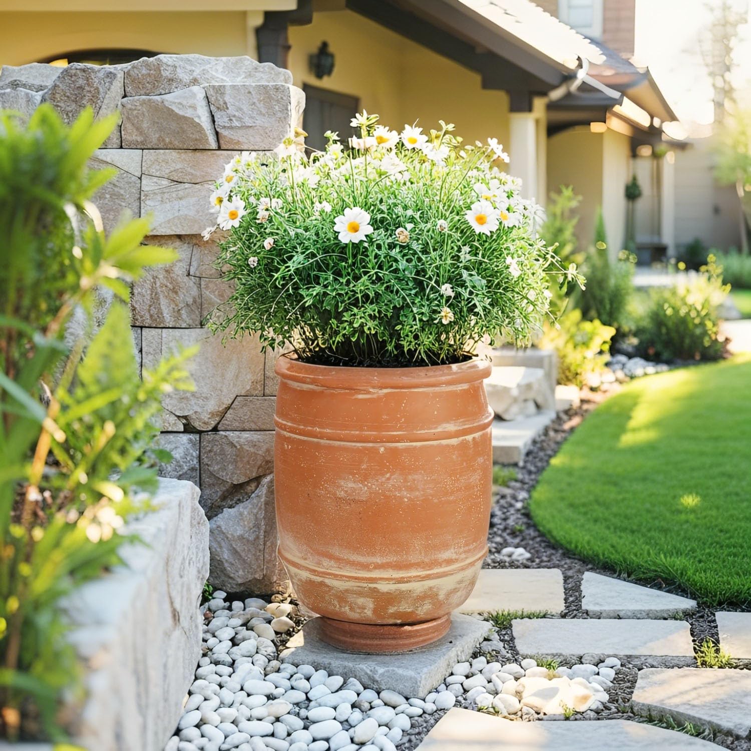 Panlaolao Fiberstone Vintage Style Planter mit Drainage Loch