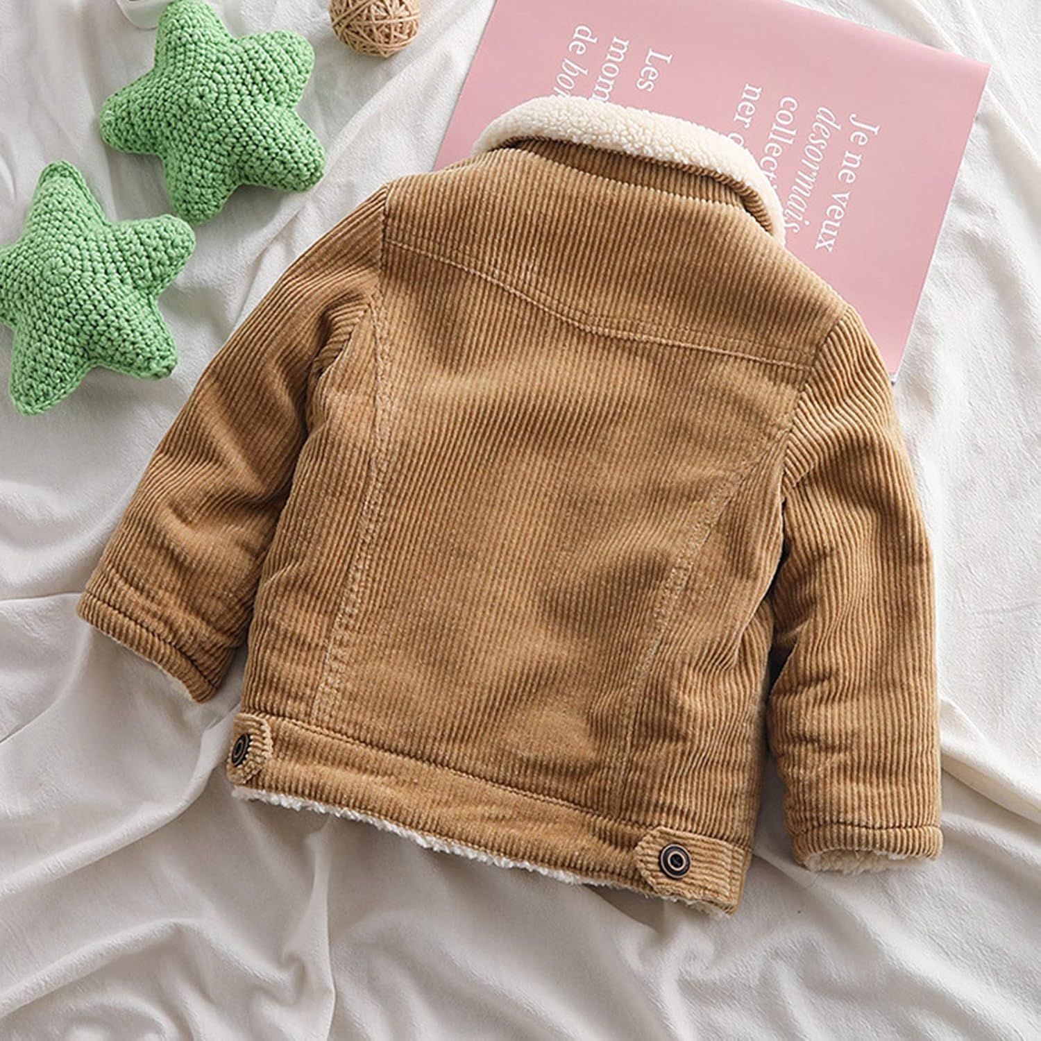 Moru Toddler Boy Winter Corduroy Jacket Baby Girl Fall Sherpa Lined Outwear Coat