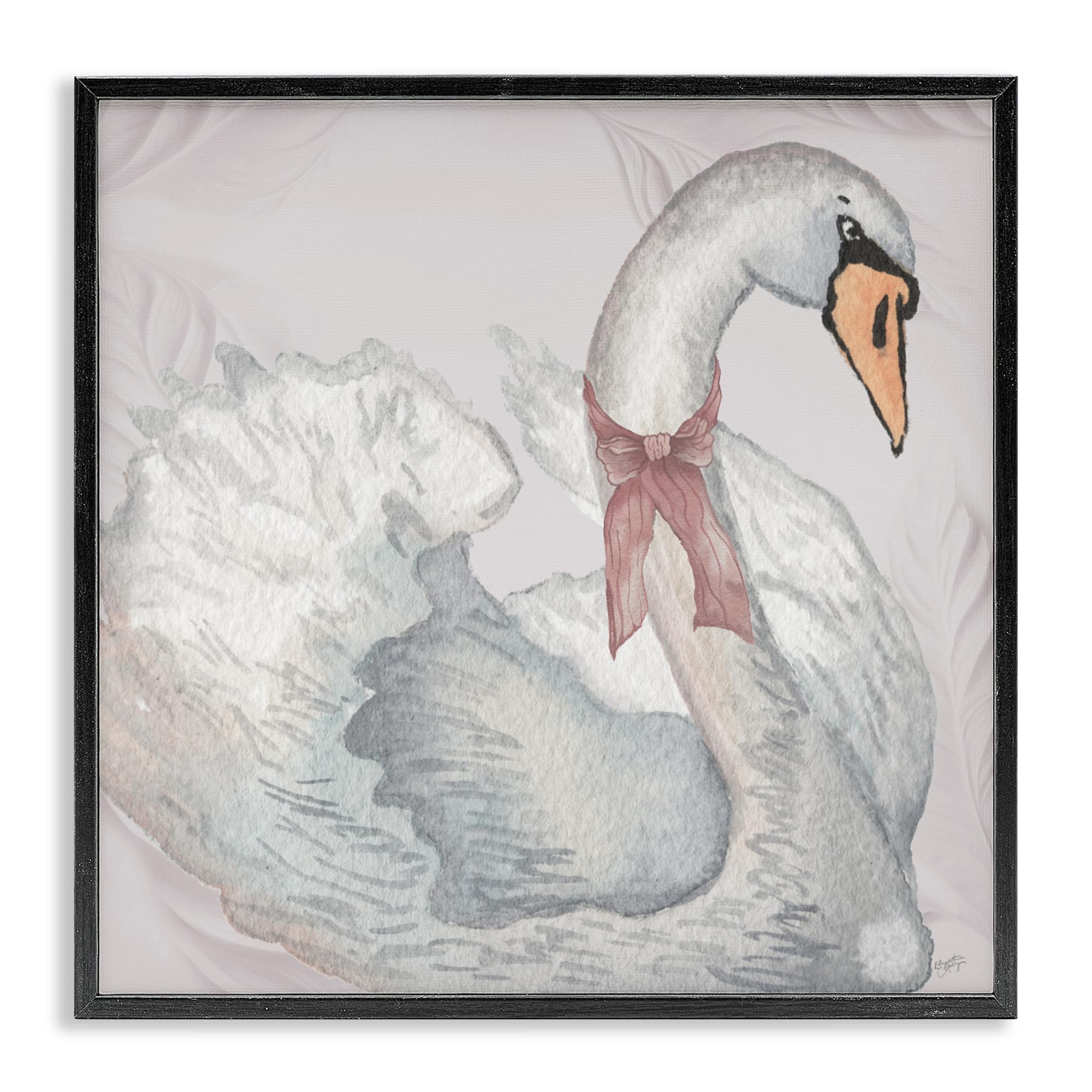 Stupell Industries 'Subdued Classic Swan', Framed Giclee Art, Black, 24 x 24