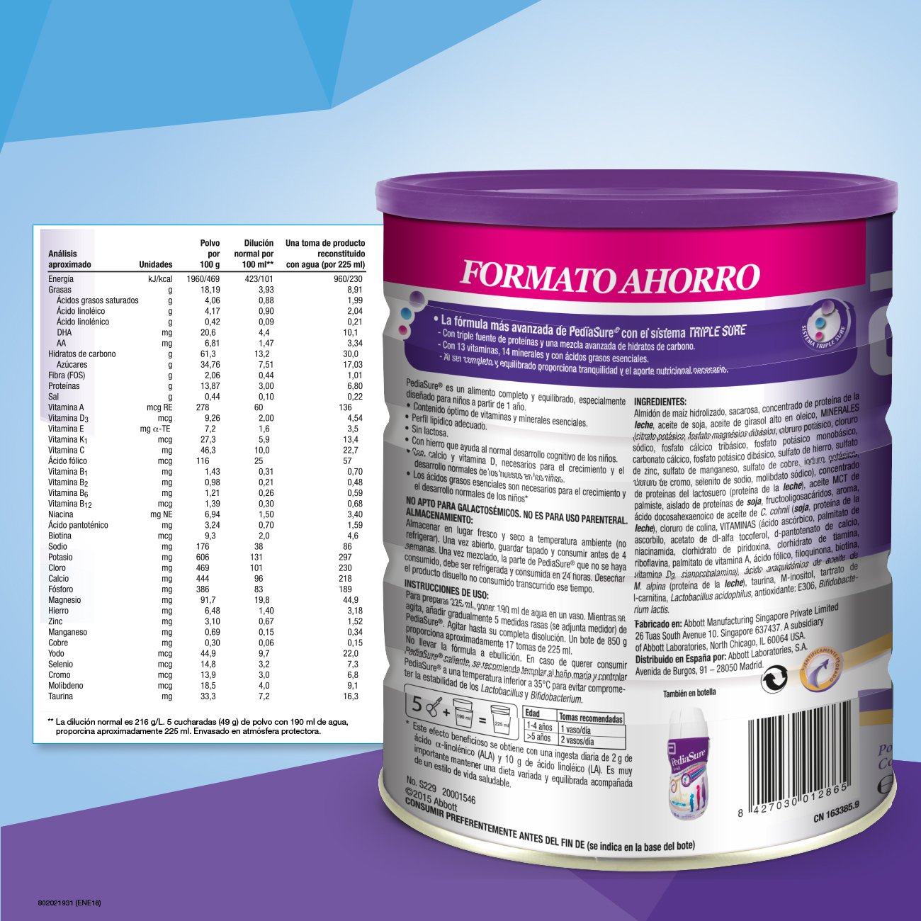 PediaSure - Integratore alimentare per bambini con proteine, vitamine e minerali, gusto vaniglia, 850 g [versione antica]