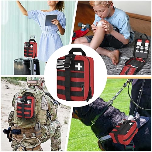 Miniatura 6 de Medical Molle Pouch Tactical  Bolsa de primeros auxilios de nailon 1000D, bolsa EMT de gran capacidad, bolsa resistente de grado militar para