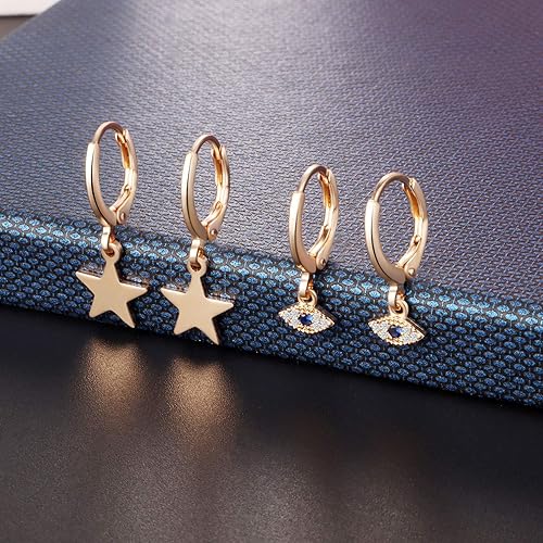 Miniatura 5 de 91012 Pairs Mini Hoop Earrings with Multi-style Charm Dangling for Women and Girls