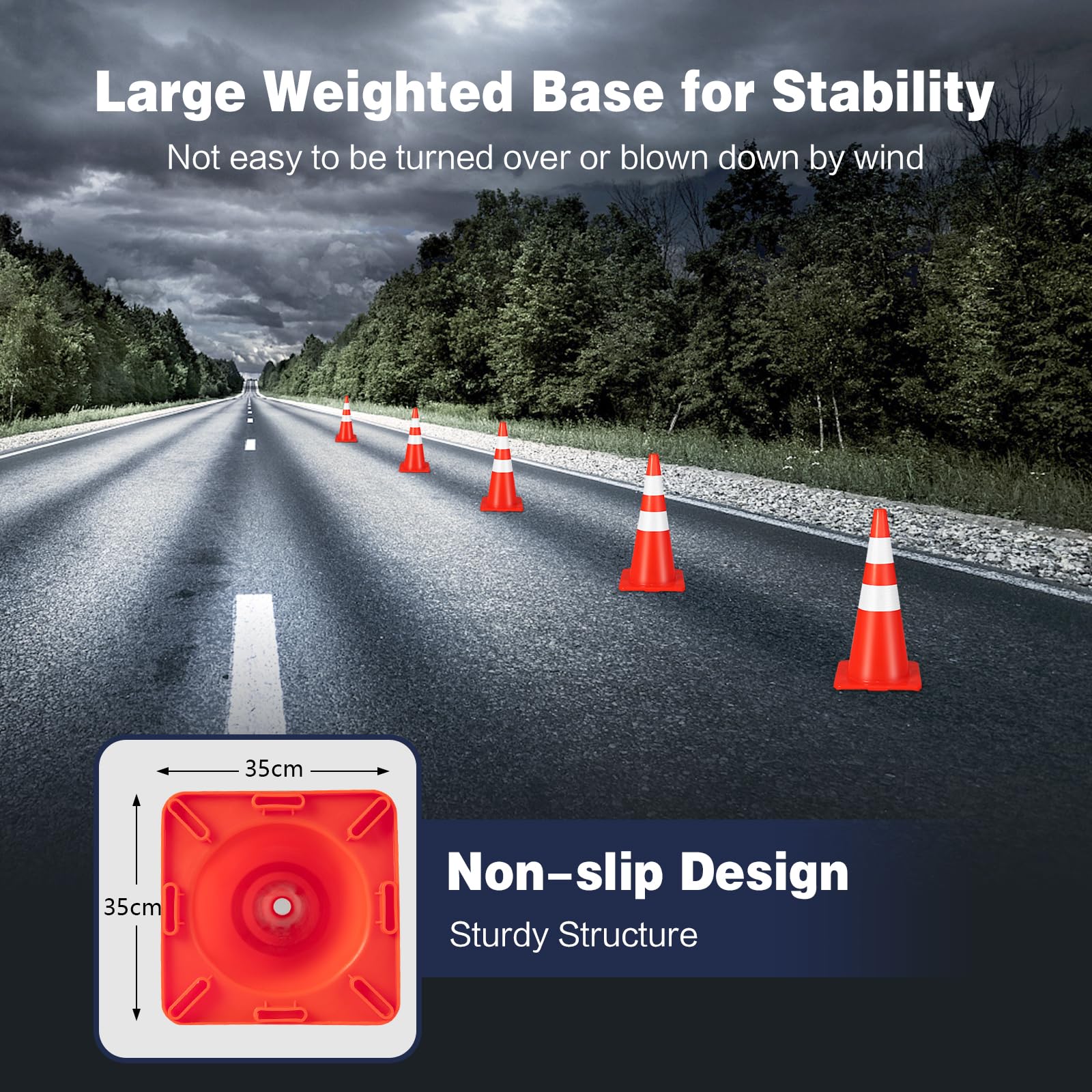 Costway 6 Pack Traffic Cones Safety Road Parking Cones W/ Reflective