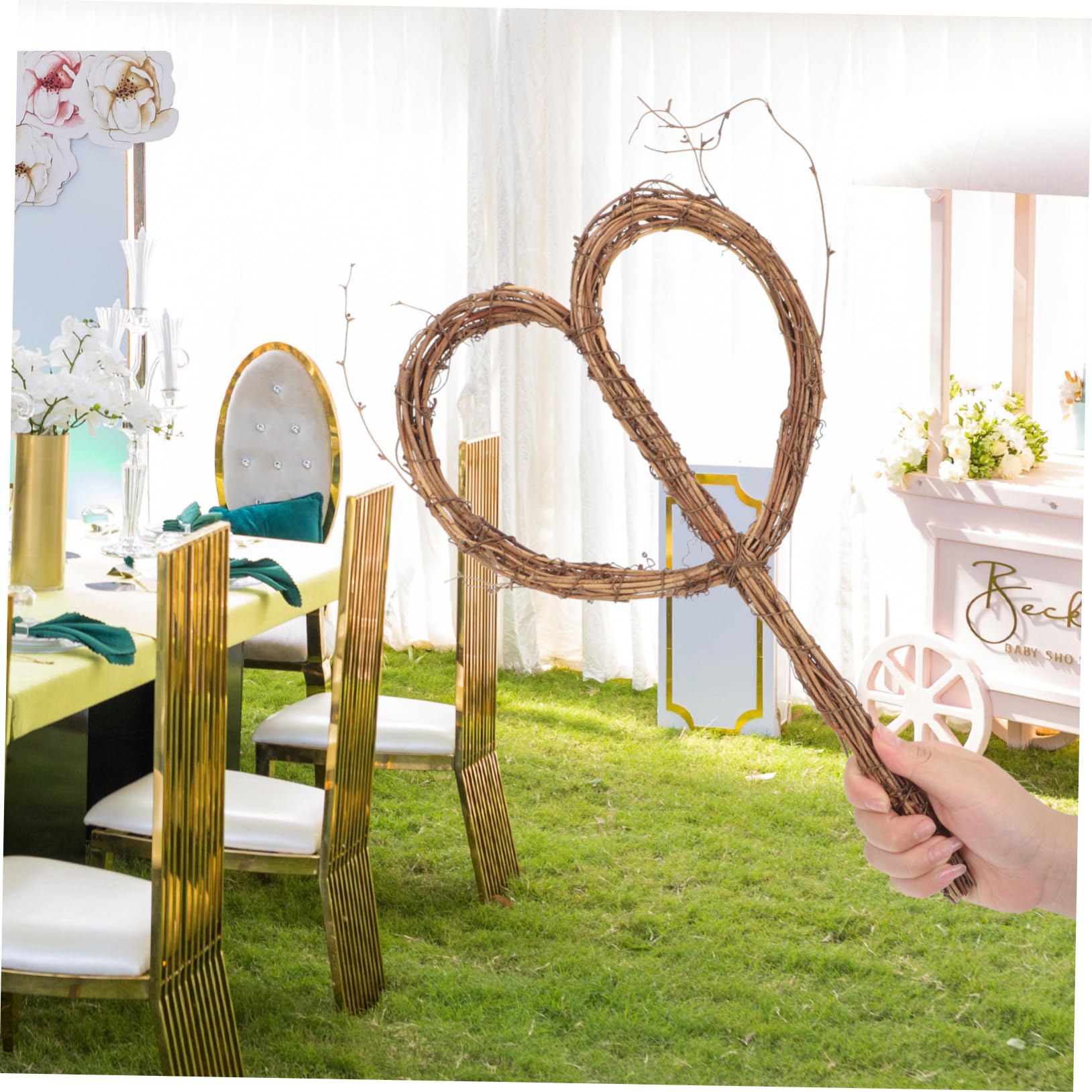 ABOOFAN 4 Sätze Blumenstrauß Zubehör Künstliche Wandreben Mit Blumen Hochzeit Wandbehänge Haken Kranzdraht Sackleinenband Dekoration Makramee-wandteppich Bausatz Coffee Rattan 2 Stück * 4