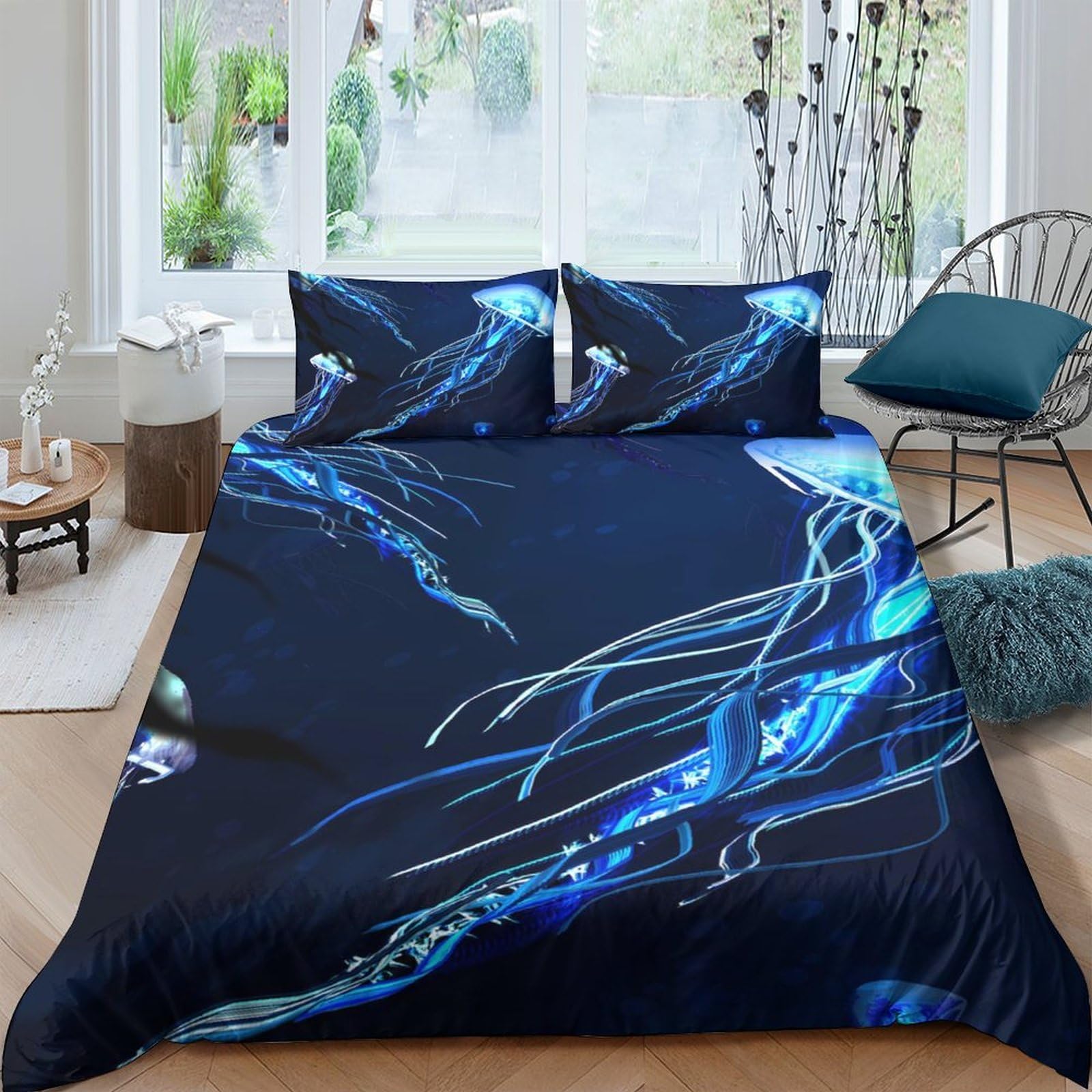Ctjqhvkz Style-7 3D Printed Blue Electric Wave Fitted Sheet Microfiber Soft Bedroom Decor Lightning Mattress Cover For Mattress Protection Single（135X200cm）