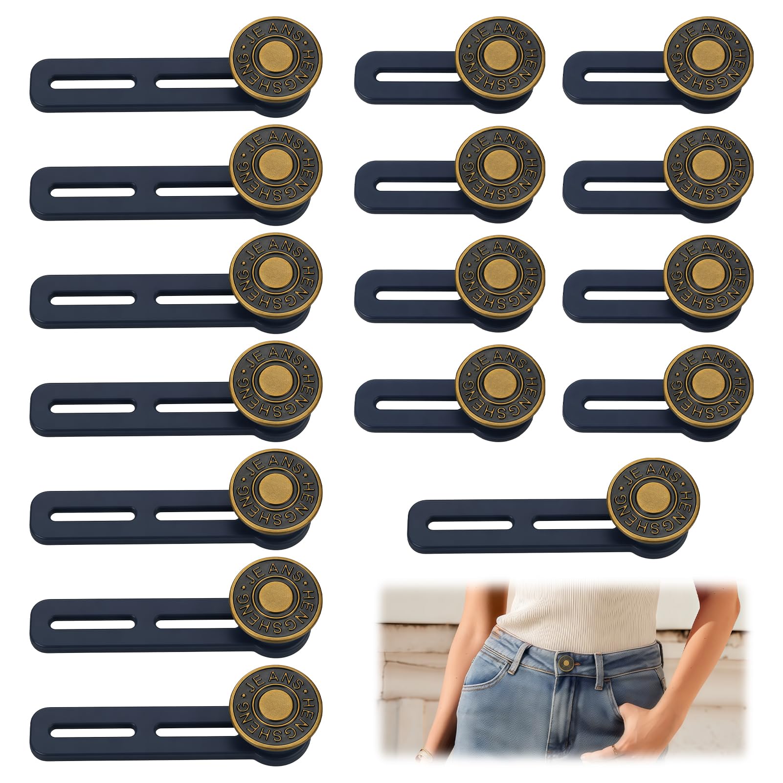 16Pcs Button Extender for Trousers,Adjustable Waistband Extender,Durable